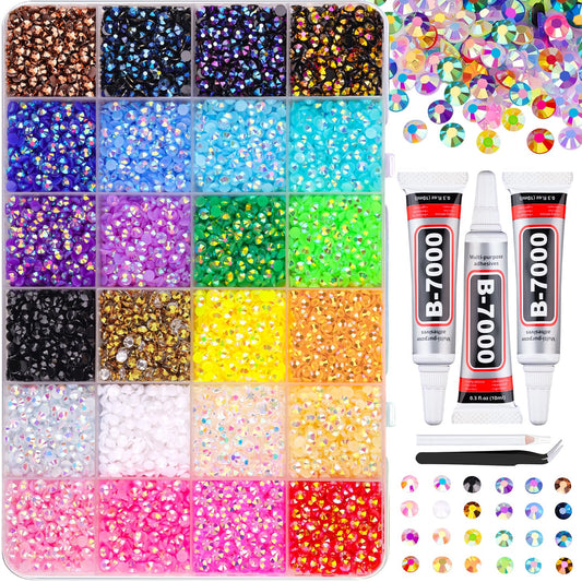 34,000 resin rhinestones in 24-grid organizer box