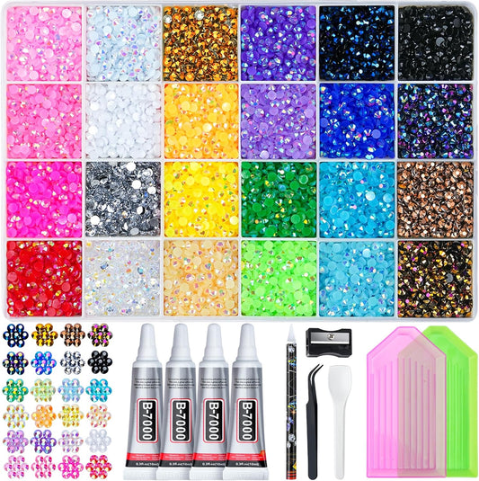 35,000-piece resin rhinestone supply in 24 colors