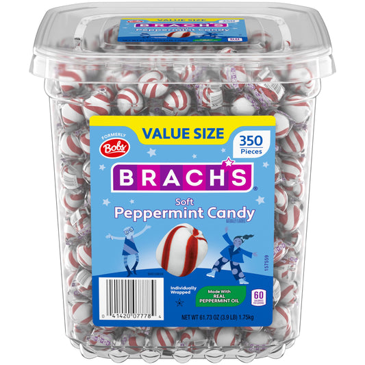350 individually wrapped soft peppermint pieces per 3.9 lb tub (with 160-ct and pack-of-2 bulk options)