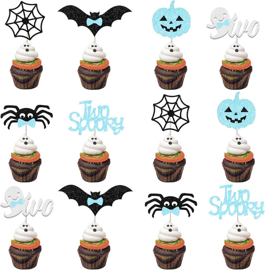 36-piece set with 6 different ghost, pumpkin, bat, and spider designs (2 of each)