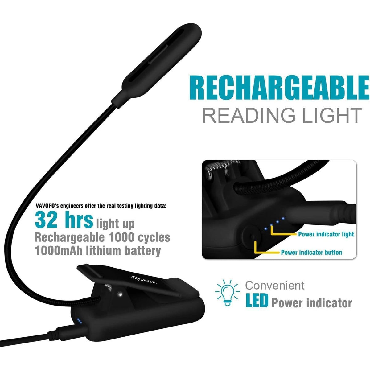 360° flexible gooseneck paired with a non-slip multi-use clip for hands-free positioning