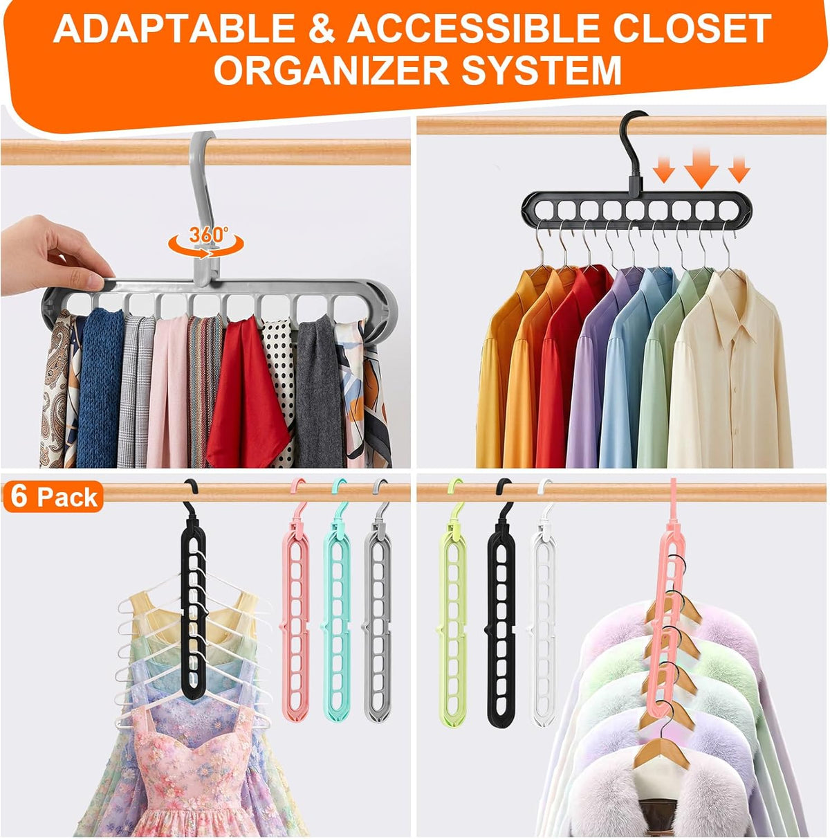 360° rotating hook for easy garment access and air-drying