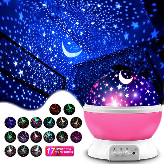 360° rotating star and moon projection onto walls and ceiling