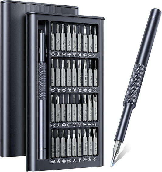 37 precision bits covering phillips, torx (t2/t5/t6/t8), tri-wing, flathead, and pentalobe profiles
