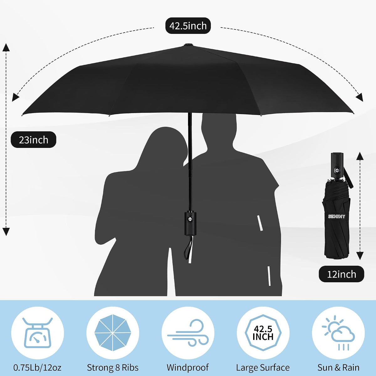 38-inch arched canopy providing coverage for up to 2 people