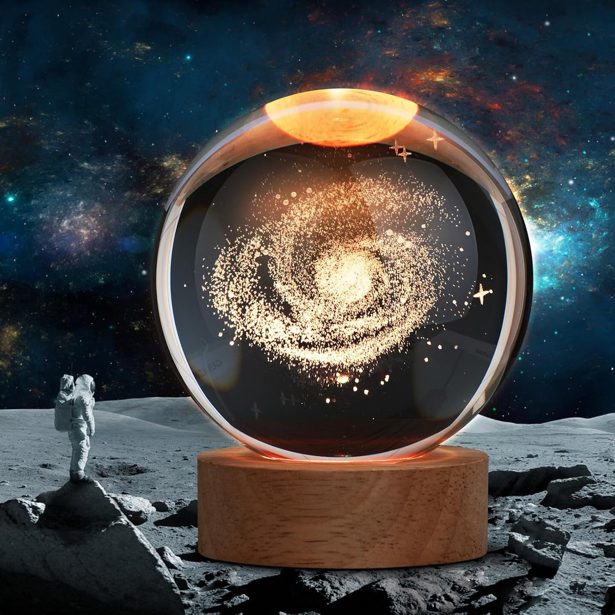 3d laser-engraved k9 crystal sphere with 3.15-inch diameter