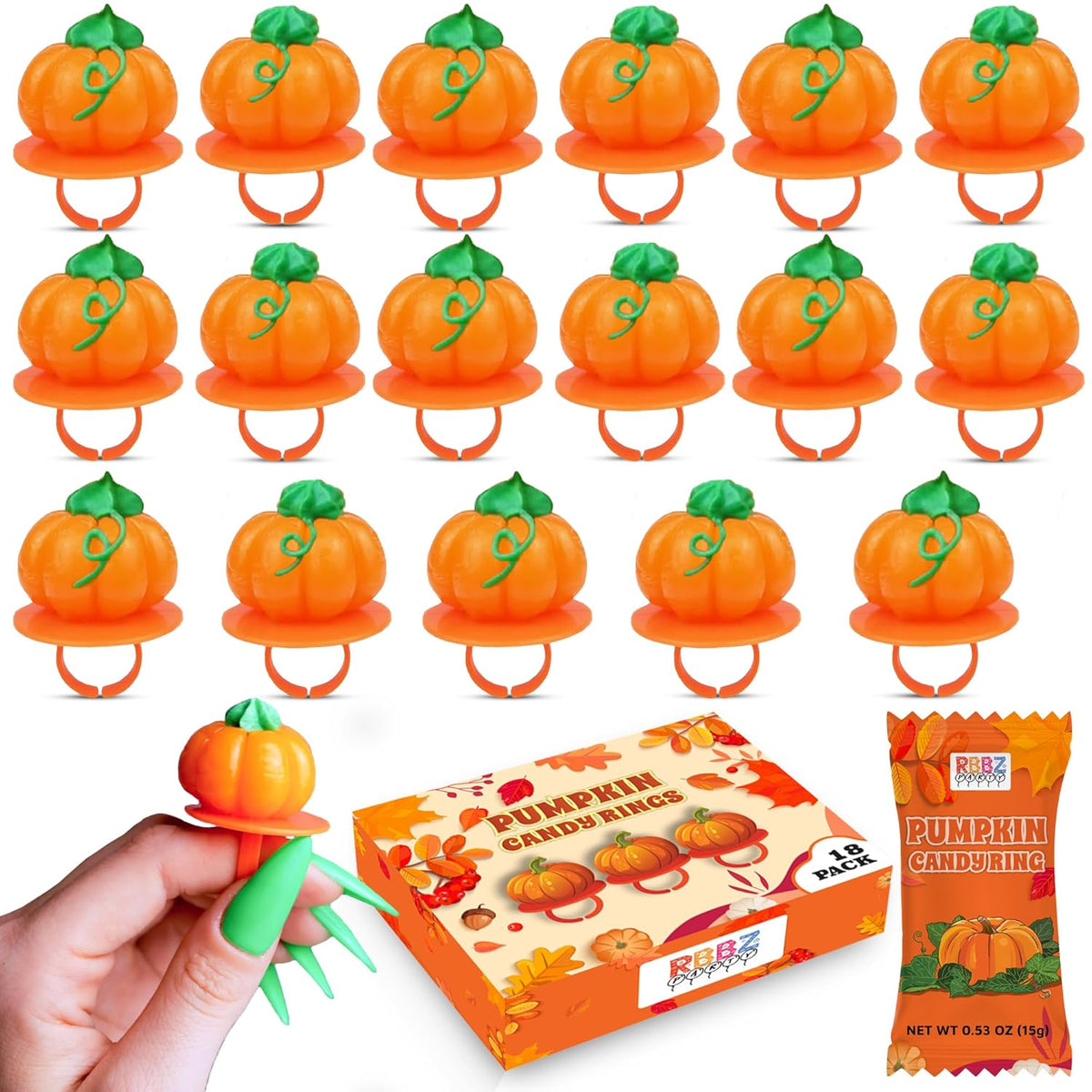 3d pumpkin-shaped ring pop design with wearable plastic ring base