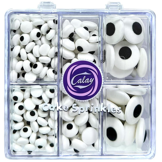 4.58oz package with 3oz mix net weight of edible eye-shaped sprinkles