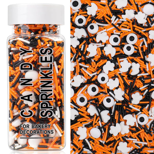4.6oz jar containing a mix of jimmies sprinkles and edible candy eyes
