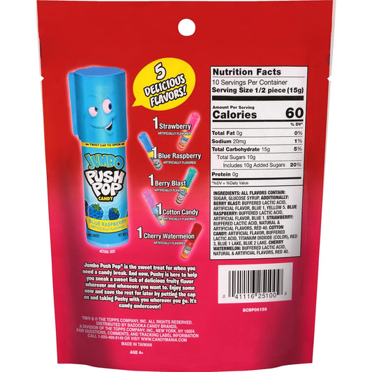 4 assorted fruit flavors: strawberry, blue raspberry, berry blast, cherry watermelon