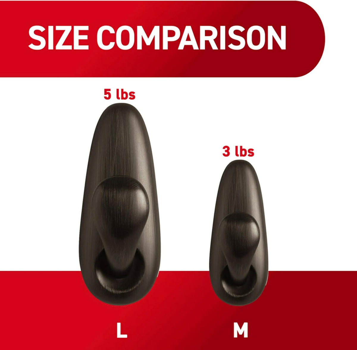 4 large adhesive strips included (2 per hook) for strong two-sided bonding
