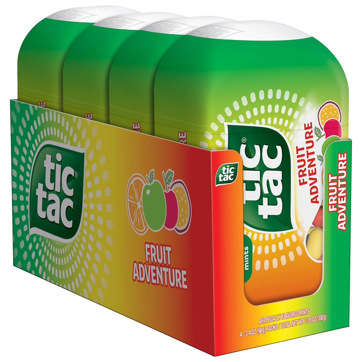 4-pack of 3.4 oz pocket-sized bottles totaling 200 individual mints