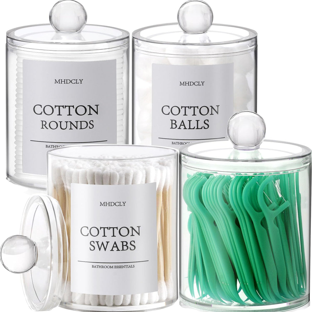 4-pack set containing 2x 12oz and 2x 10oz canisters with lids