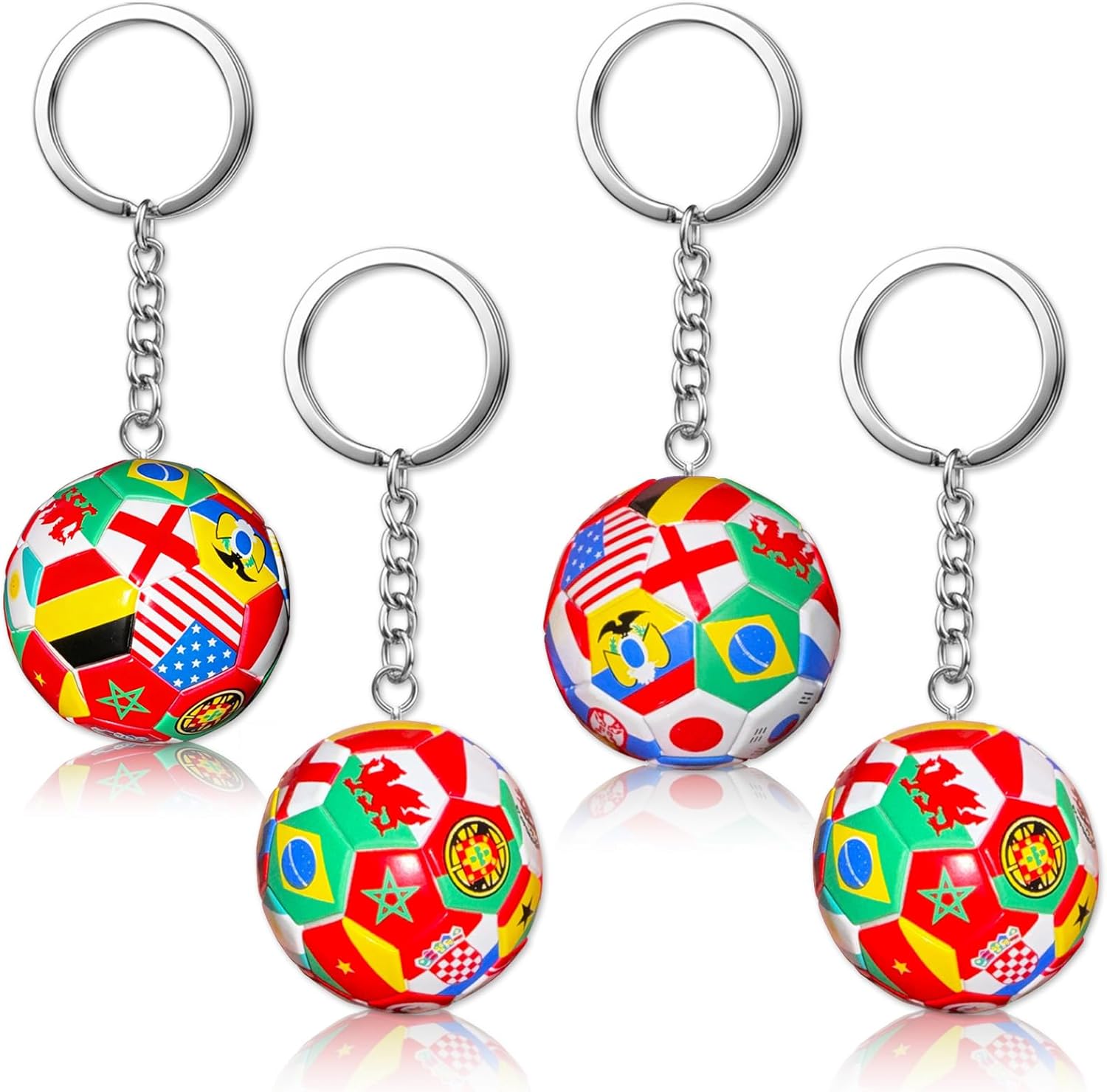 4-piece set with assorted national flag designs