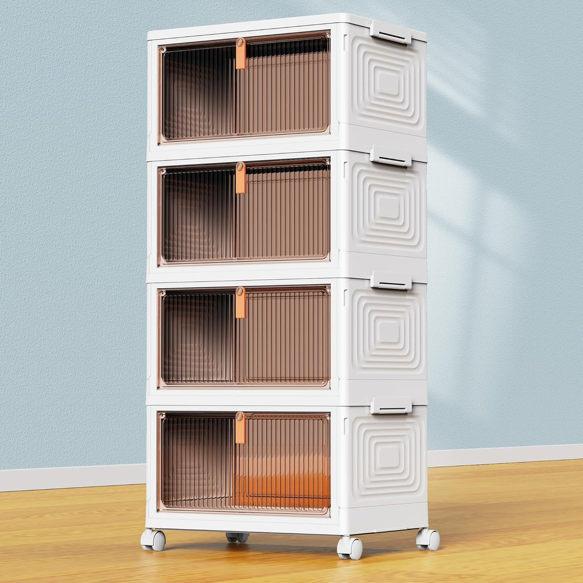 4-tier stackable design with 23qt to 102qt capacity variants