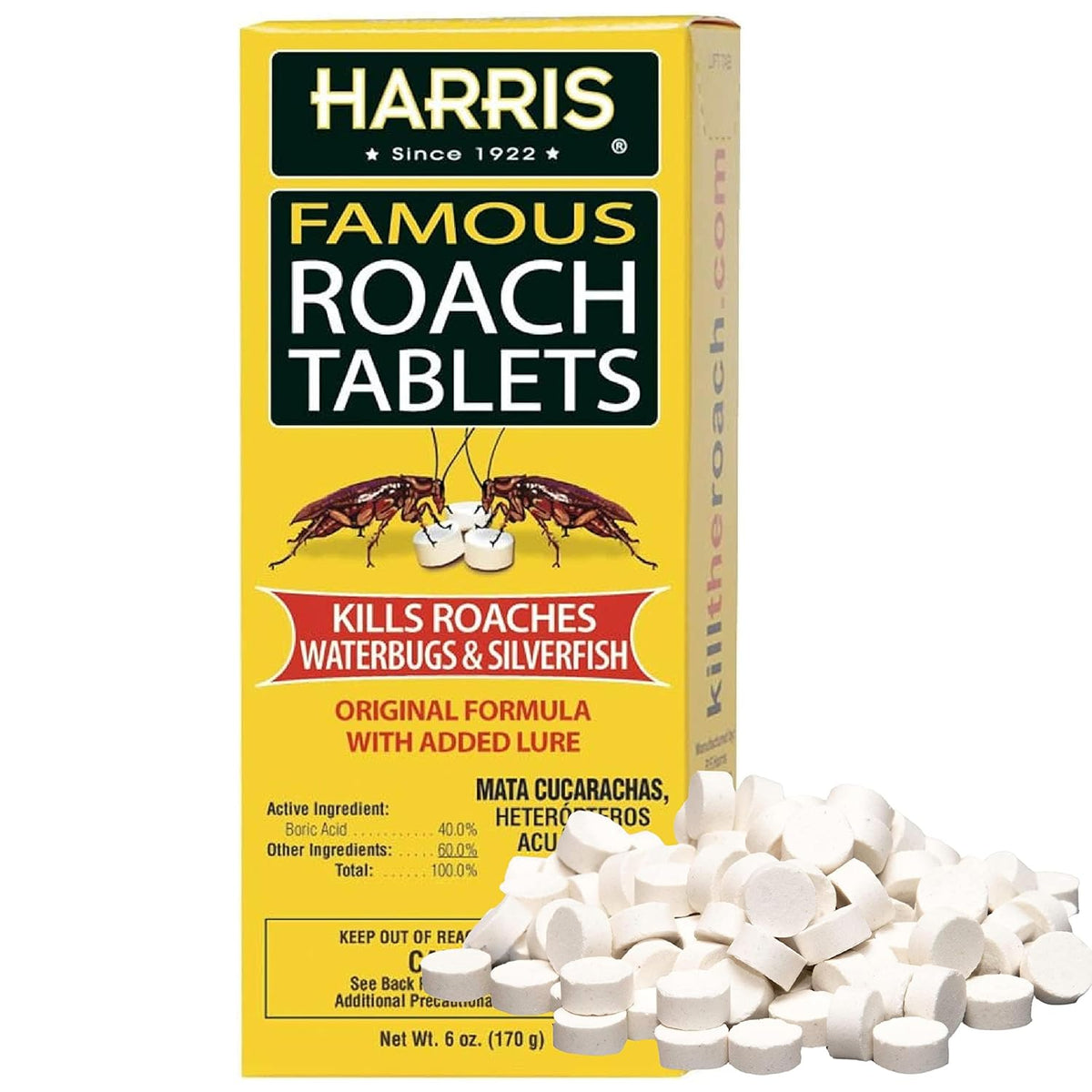 40% boric acid active ingredient combined with a proprietary food-based lure to attract roaches