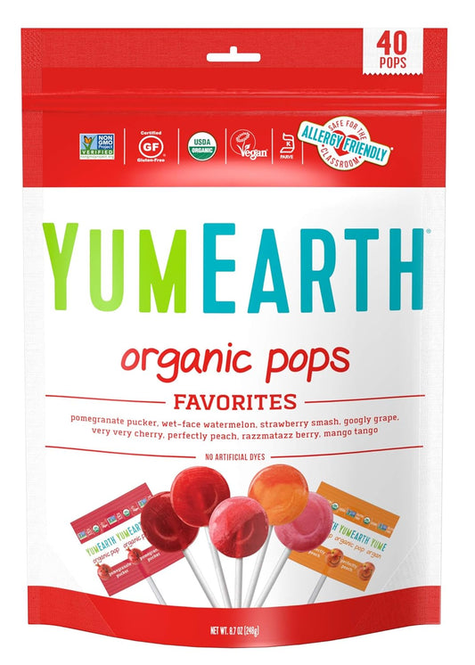 40 individually wrapped lollipops in an 8.7 oz resealable bag