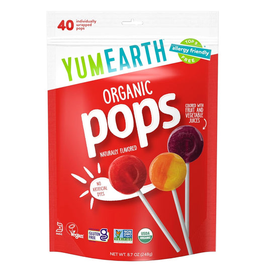 40 individually wrapped lollipops in an assorted flavor variety pack