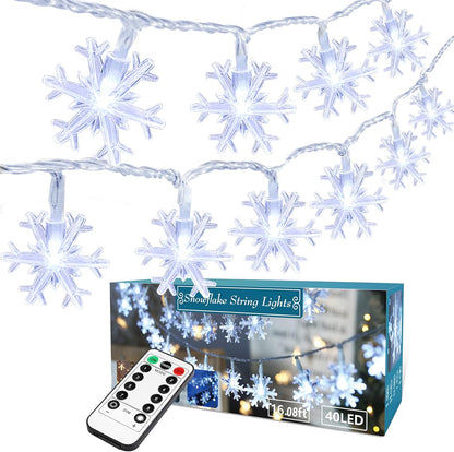 40 led snowflake-shaped bulbs across a 16.08 ft string