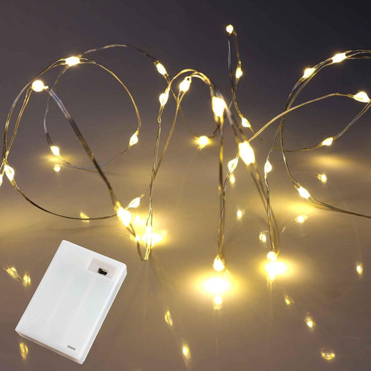 40 micro leds spaced along 6.5ft silver-coated copper wire
