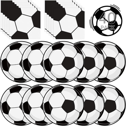 40-piece set: 20 nine-inch round paper plates plus 20 six-and-a-half-inch napkins (13x13 inches unfolded, 3-ply luncheon)
