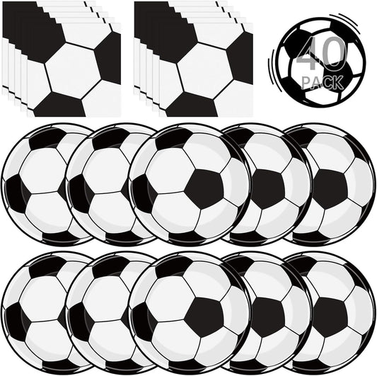 40-piece set: 20 nine-inch round paper plates plus 20 six-and-a-half-inch napkins (13x13 inches unfolded, 3-ply luncheon)