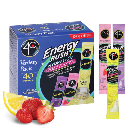 40 powdered drink sticks per box (14 lemonade, 14 strawberry, 12 grape)