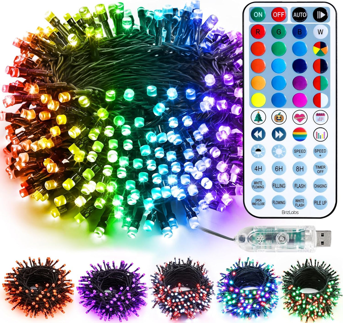 40+ selectable rgb colors including dual, triple, and multicolor combinations