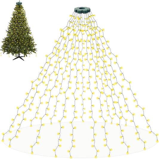 400 leds distributed across 16 hanging strings (25 leds per string, 6.6 ft each)