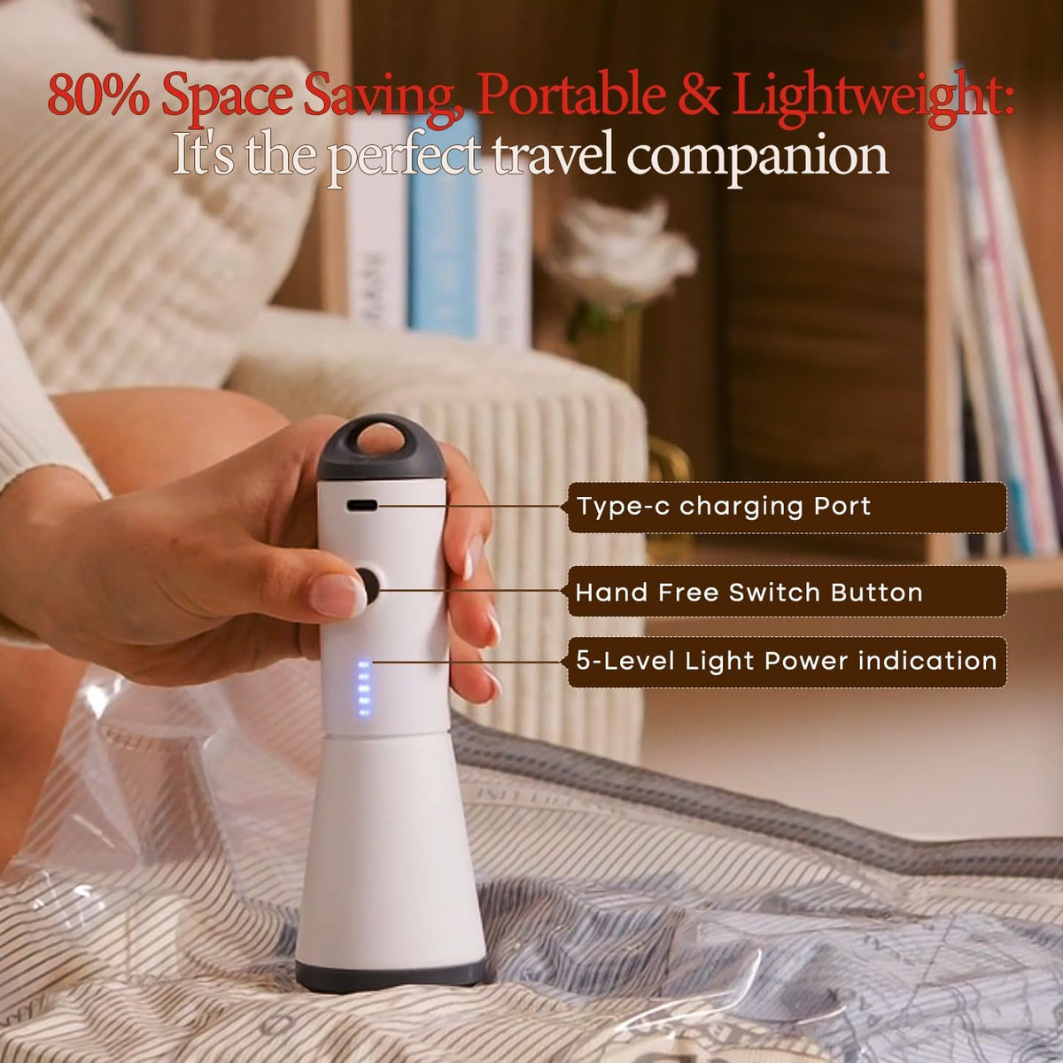 4000pa suction with 140l/min airflow for 10–15 second bag compression
