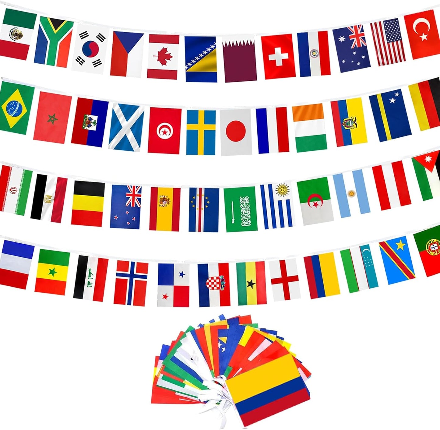 48 country flags on a single string totaling 551 inches (46 feet) in length