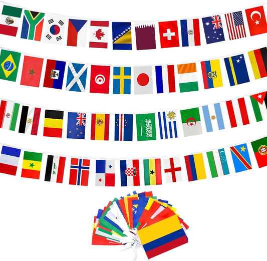 48 country flags on a single string totaling 551 inches (46 feet) in length