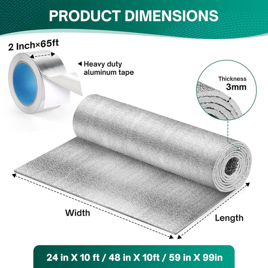 48 in x 10 ft (and smaller 16 in, 24 in, 48 in x 99 in) roll formats covering up to 40 square feet