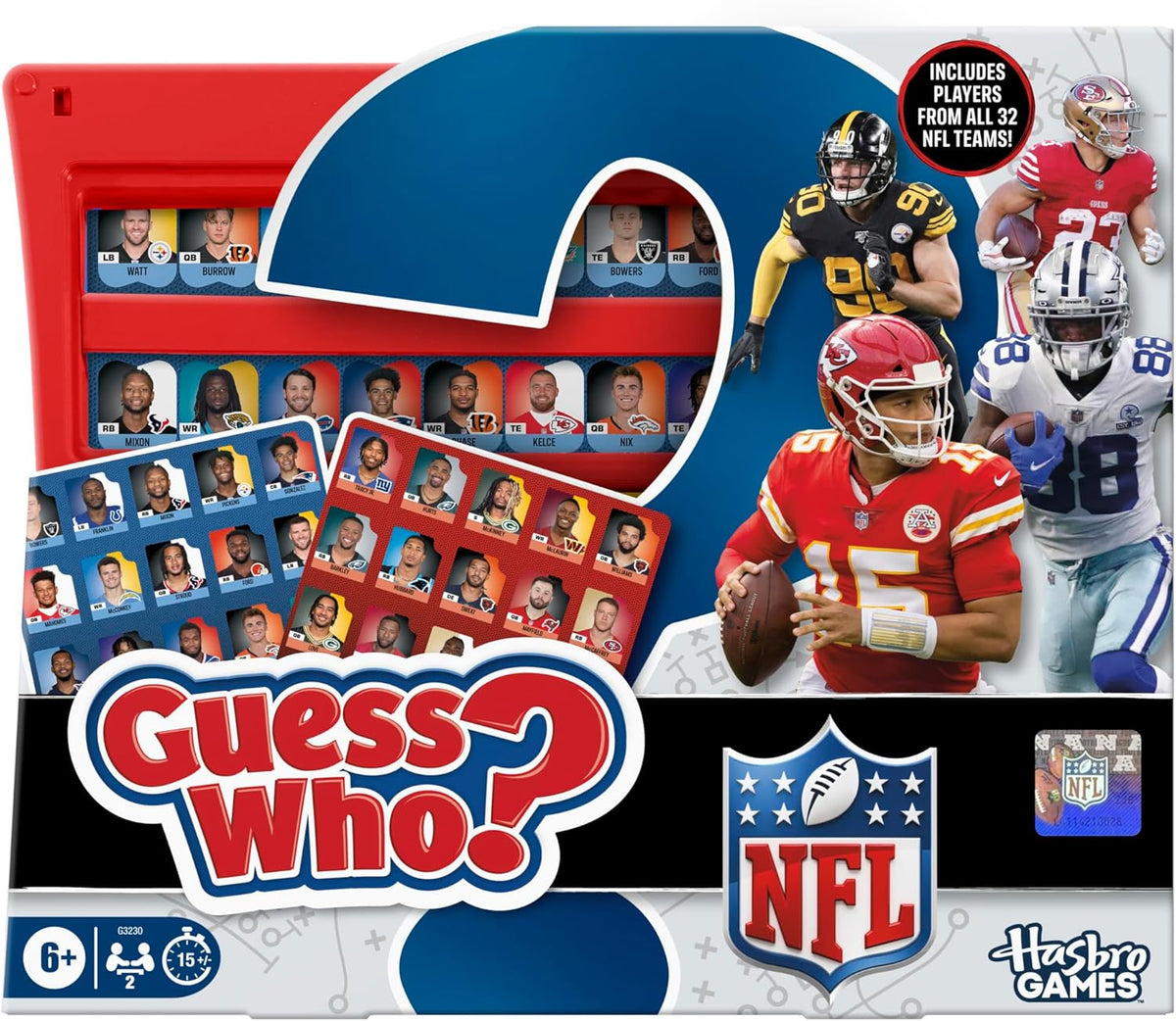 48 real nfl players spanning all 32 teams across two double-sided character sheets (24 afc + 24 nfc)