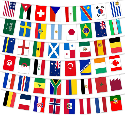 49ft total bunting length with 48 national team flags