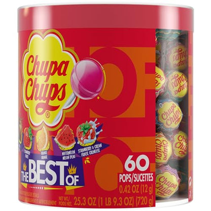 5 assorted flavors: strawberries & cream, strawberry, orange, watermelon, cola