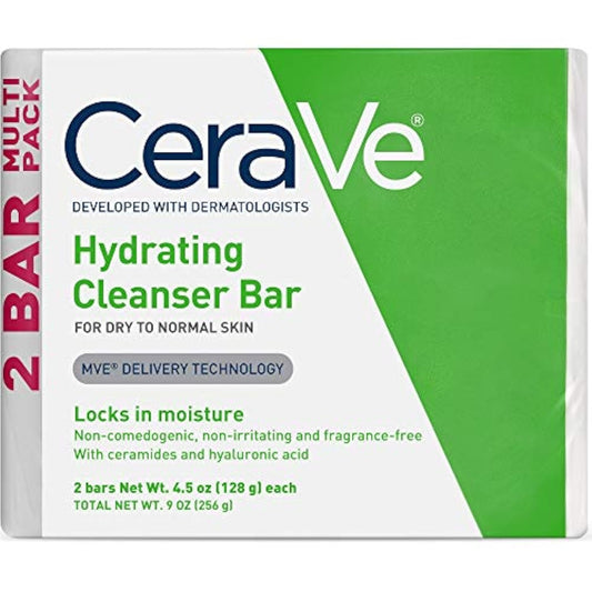 5% cerave moisturizing cream blended into the bar for in-wash hydration