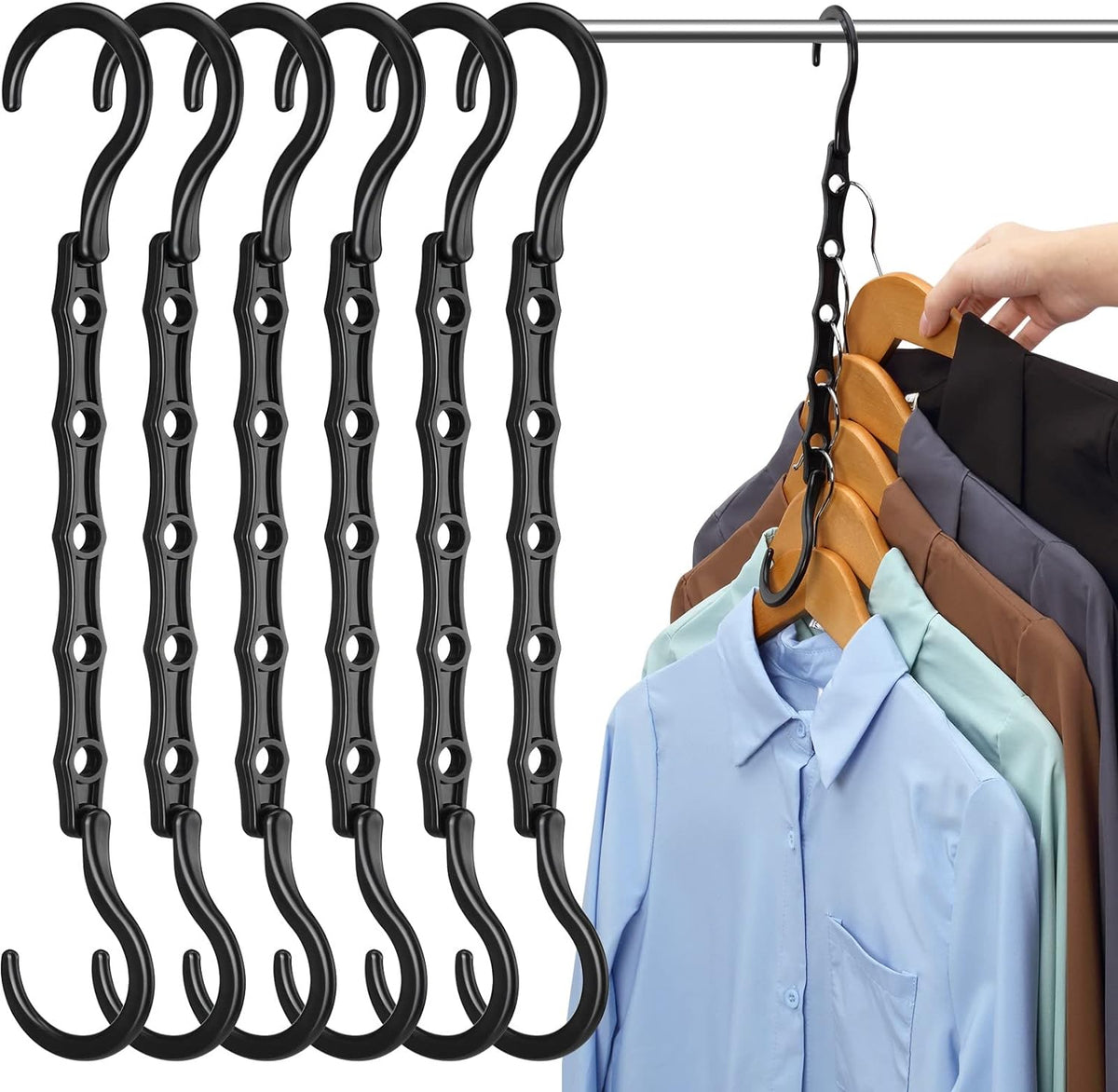 5 closed holes per hanger that lock cascading hangers in place to prevent slippage