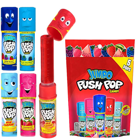 5-count bag with 1.06 oz jumbo push-pop lollipops