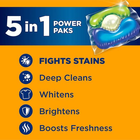 5-in-1 cleaning formula (stain removal, odor fighting, whitening, brightening, fresh scent boost)