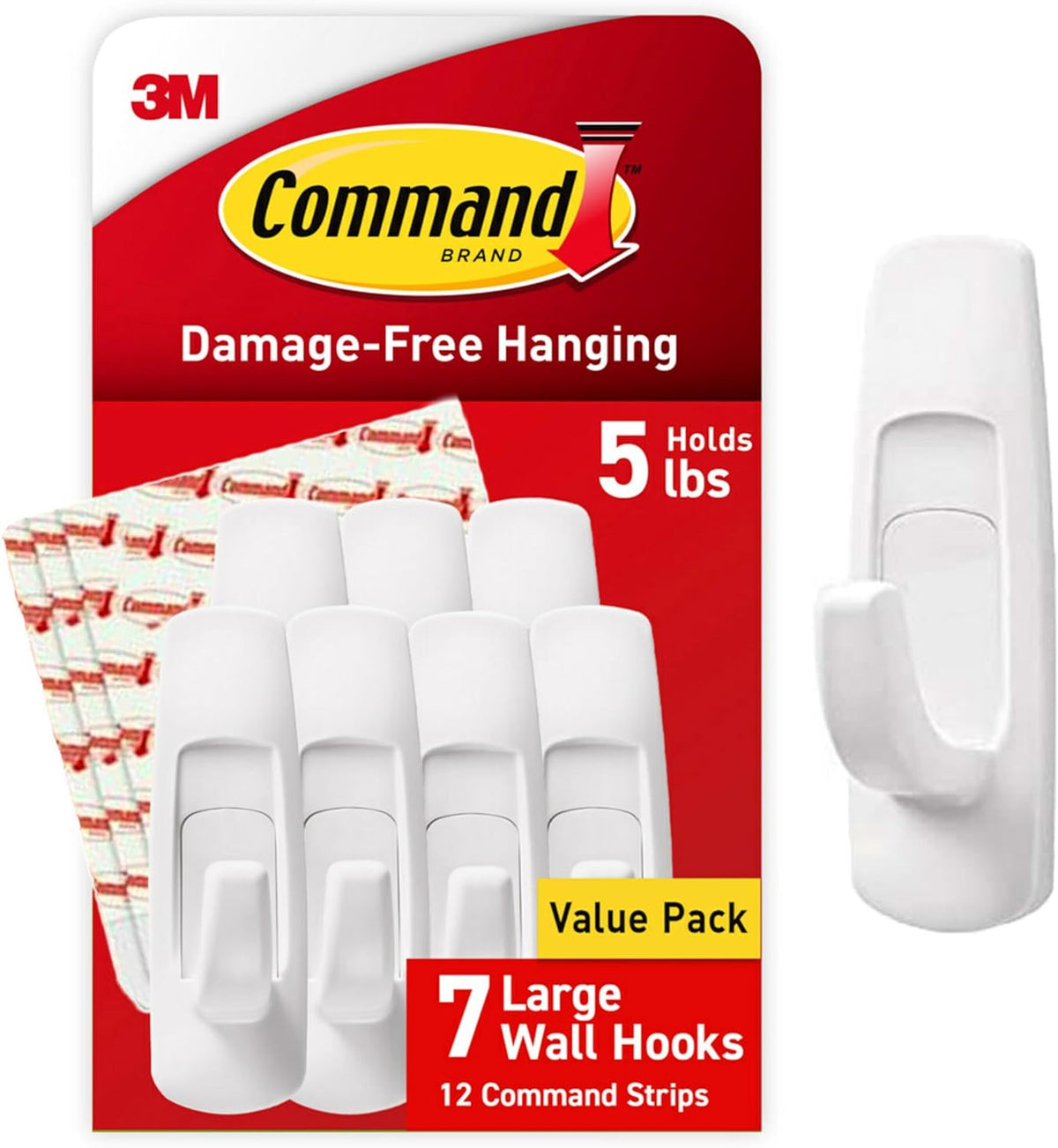 5 lb weight capacity per large utility hook