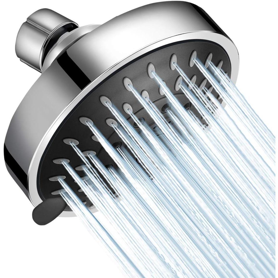 5-spray-setting head (mist, mist & rain, rain, rain & massage, massage) via adjustable knob