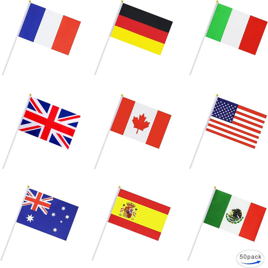 50 distinct national country flags in one set