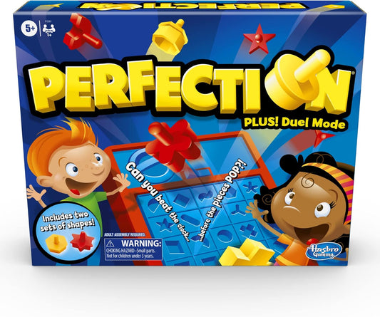 50 dual-color shapes (25 red, 25 yellow) for simultaneous 2-player duel