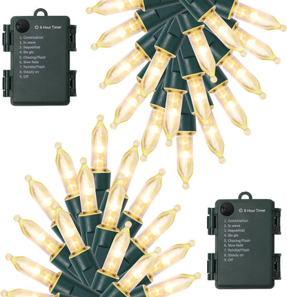 50 micro-led bulbs on 16 ft green-coated wire (2-pack = 100 leds, 32 ft total lit length)