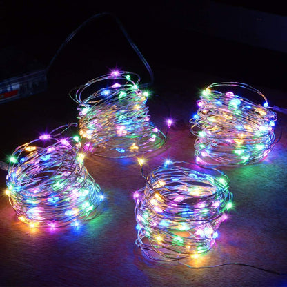 50 micro-leds per 16.4 ft string of ultra-thin silver-plated copper wire