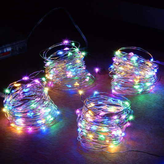 50 micro-leds per 16.4 ft string of ultra-thin silver-plated copper wire