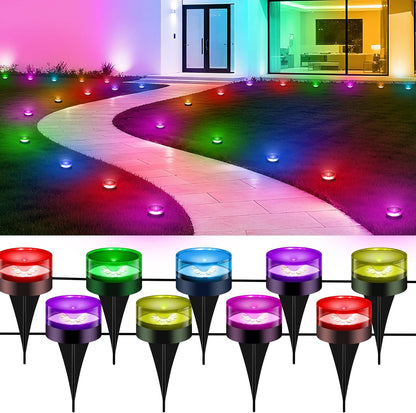 50ft string with 15 rgbic led pathway lights and included ground stakes
