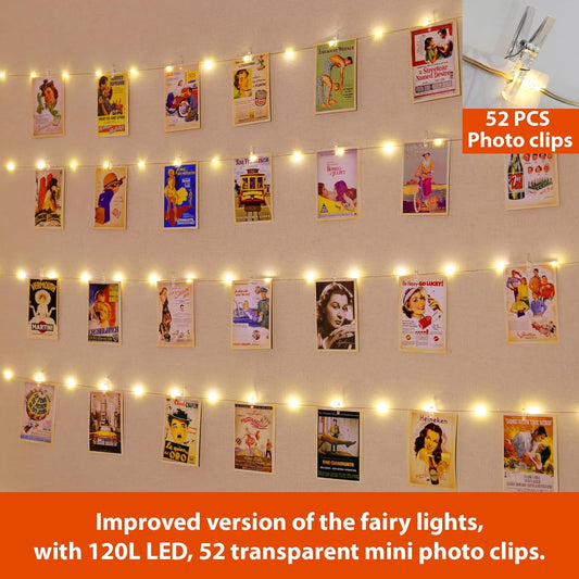 52 reusable clear plastic mini-clips for hanging photos, cards, and drawings