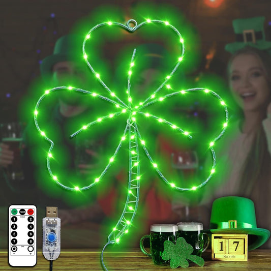 58-led green illumination on a 13.2-inch iron shamrock frame